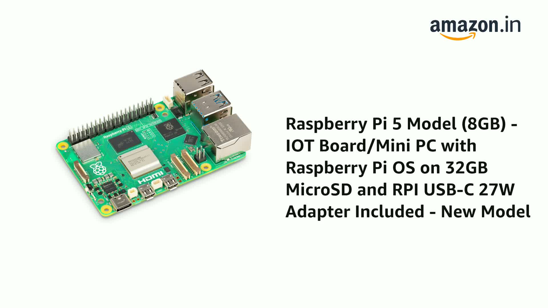 Raspberry Pi 5 Model (8GB) - IOT Board/Mini PC with Raspberry Pi