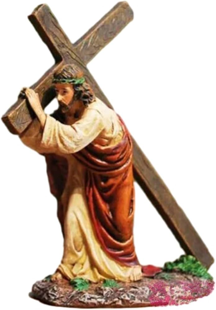 Amazon.com: Jesus Cross Figure Resin Jesus Carrying Cross on the