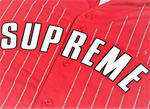Amazon.co.jp: [シュプリーム] Rhinestone Stripe Baseball Jersey Red
