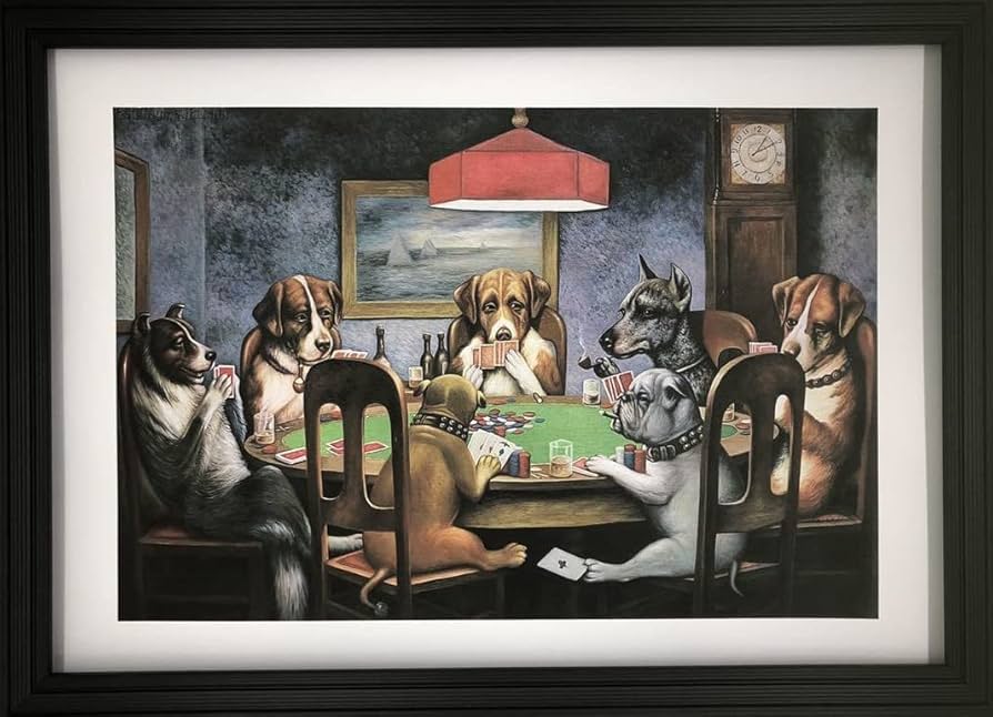 Amazon.co.jp: カシアス・マーセラス・クーリッジ ポーカーをする犬 A4