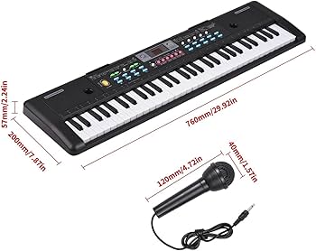 Amazon | 電子キーボード 初心者 61 キー USB 電子ピアノマイク付き