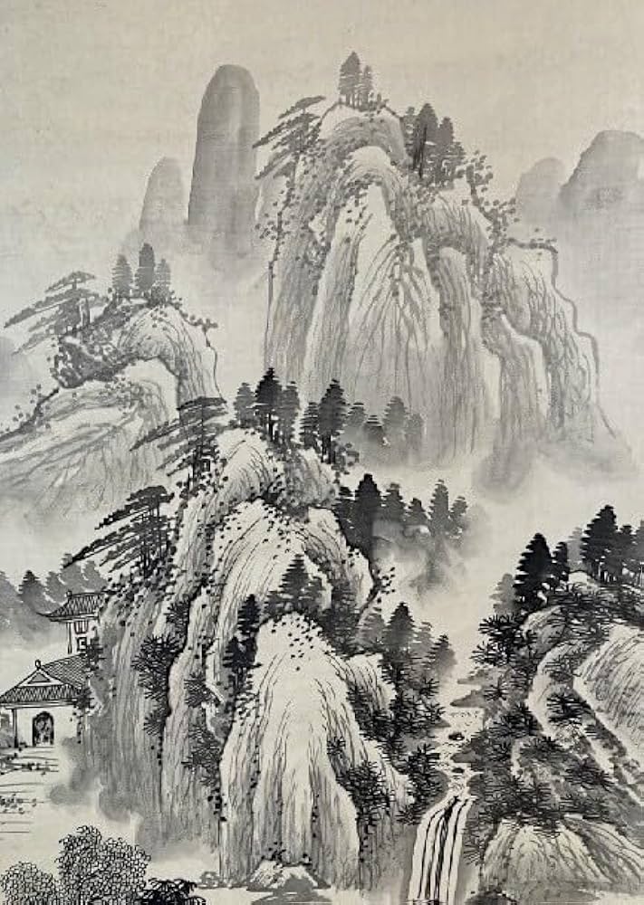 掛け軸 掛軸 山水画 水墨画 日本画 肉筆 絹本 絹絵 古美術 骨董 骨董品