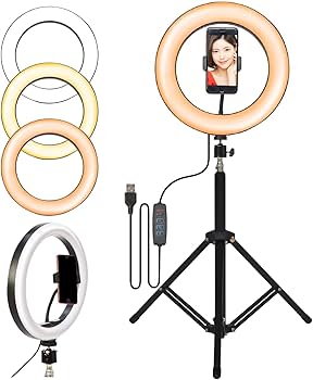 Amazon | リングライト 三脚 30段階調光 [Latuna] 10インチ スマホ USB