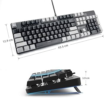 Mechanical Keyboard - Black Switch, Black & Grey Color, White
