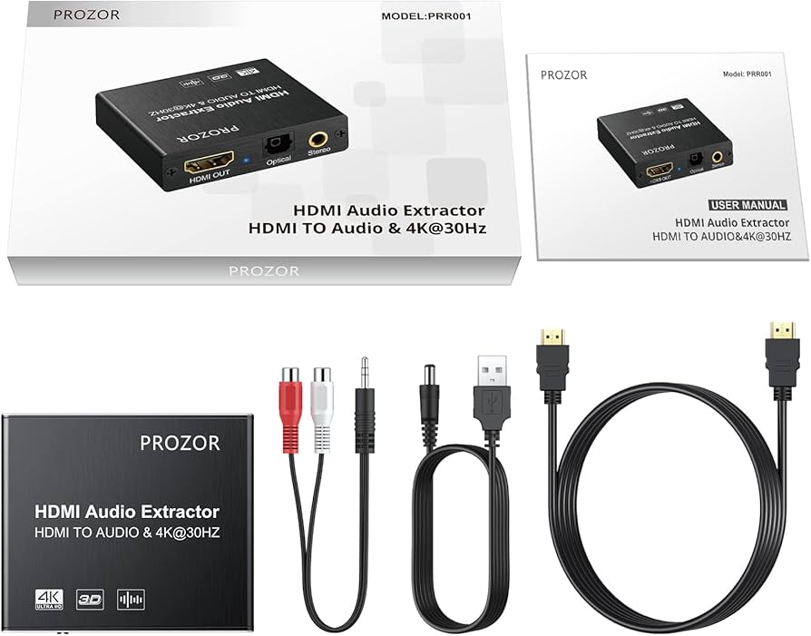 Amazon | PROZOR HDMIオーディオ分離器 4K@30Hz 1080P 3D映像対応 光