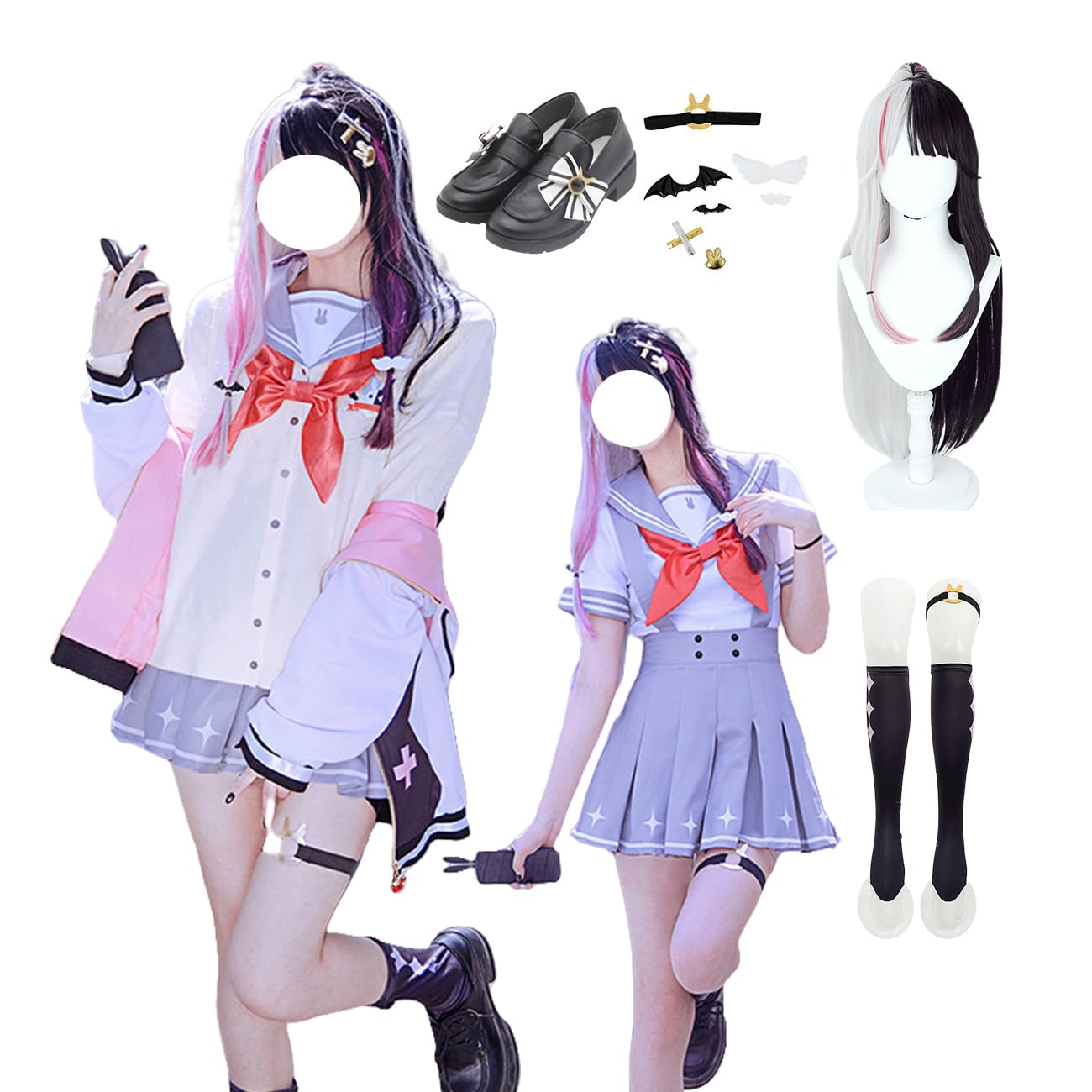 Amazon.co.jp: [HAOJEE]夜見れなコスプレ衣装 JK制服 常服 制服 Vtuber