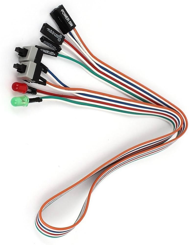 Amazon.co.jp: SODIAL(R) PCケース 赤緑LEDランプ ATX電源リセットHDD