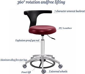 Amazon.co.jp: 歯科助手スツールドクターチェア360°回転調節可能な医療