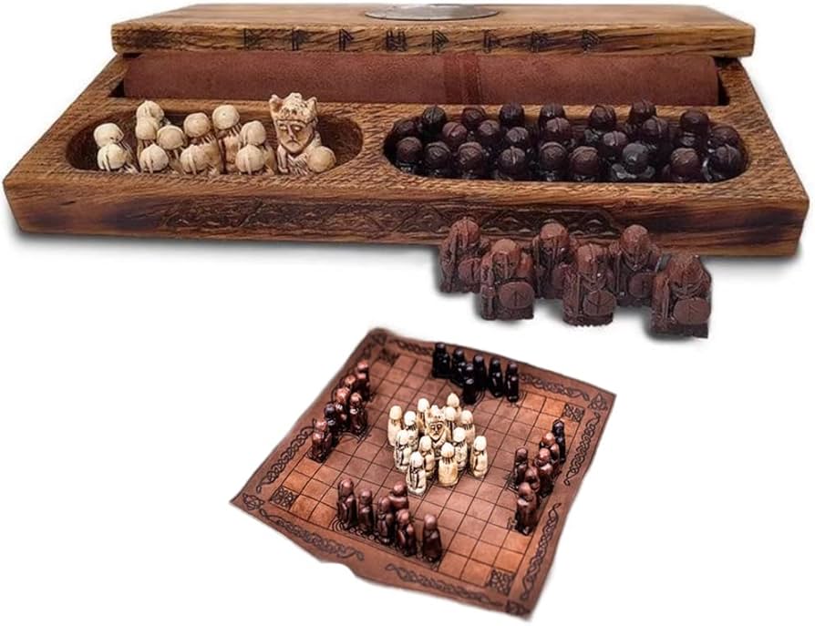 Conjunto de tabuleiro Hnefatafl Viking Hnefatafl com peças de