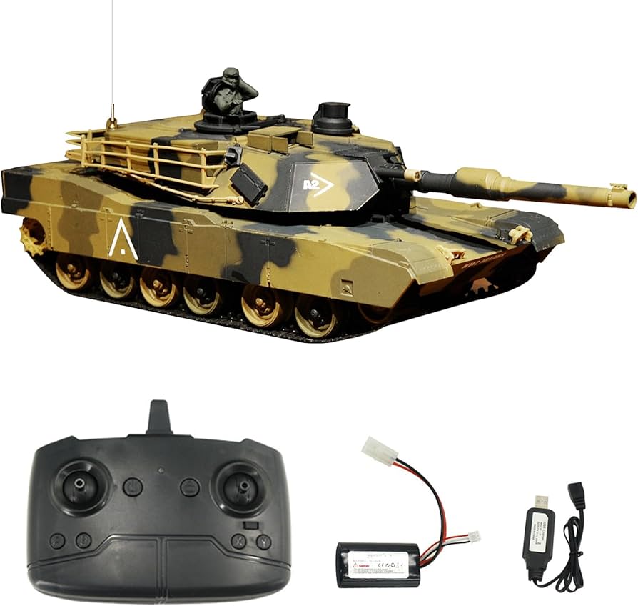 Amazon.com: 1:24 USA M1A2 Abrams RC Tank, Henglong 2.4Ghz Remote