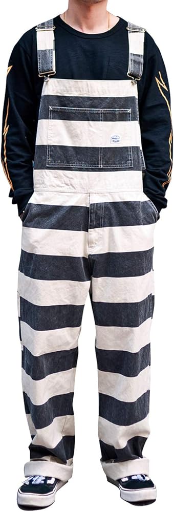 Amazon | [CUSTOM WORKS ZON] 囚人オーバーオール 囚人パンツ しましま