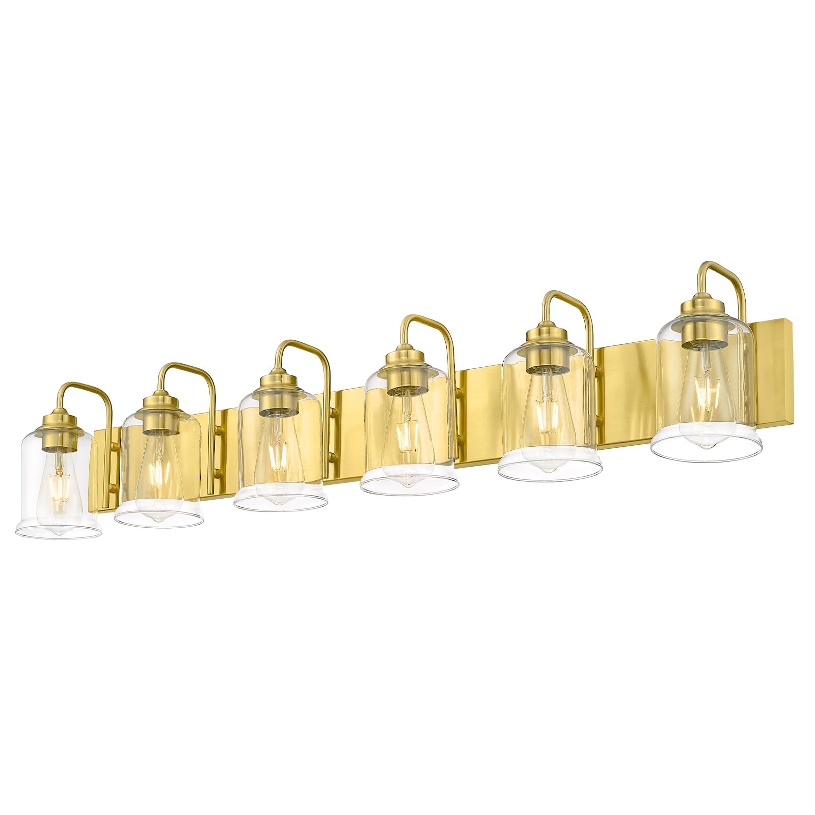 zeyu 44 Inch Brushed Gold Bathroom Light Fixtures, 6 Lights