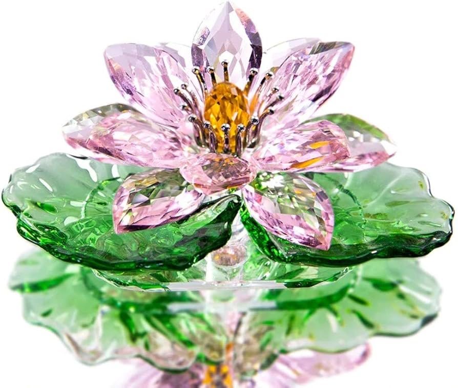 Amazon.co.jp: 手作りガラス製ピンク ロータス クリスタルフラワー 9.6