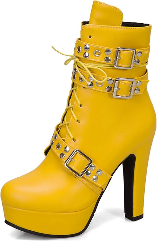 Amazon.com: ZHTAISOU Boots Red Yellow Women Ankle Boots Platform
