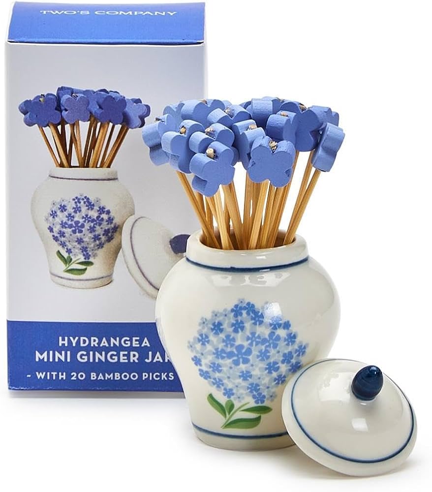 Amazon.com: Hydrangea Ginger Jar & Bamboo Cocktail Picks Set