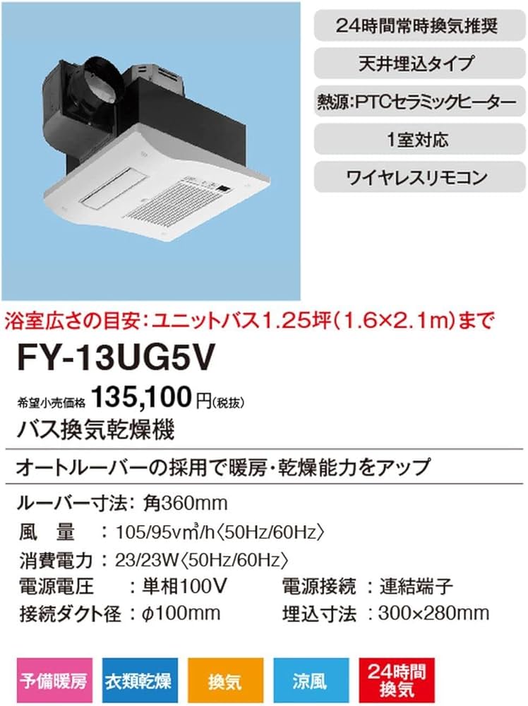 Amazon | Panasonic (パナソニック) バス換気乾燥機 天井埋込形 FY