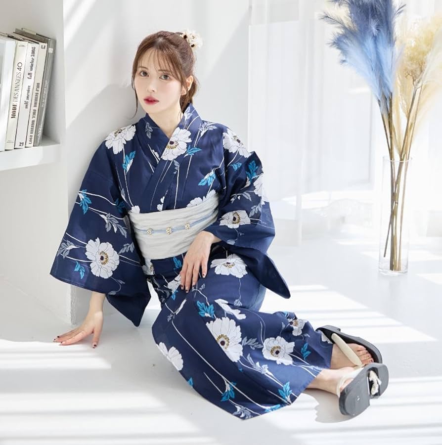 Amazon.co.jp: 浴衣 セット 浴衣セット ゆかた 大人 レディース 青