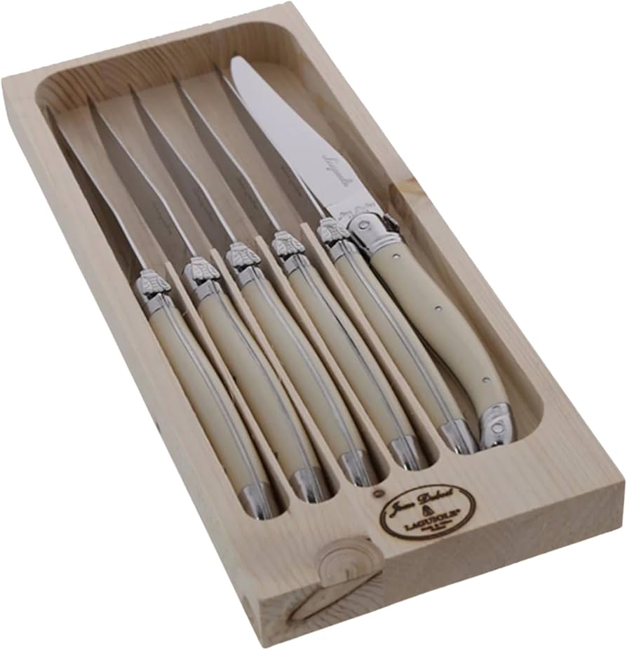 Amazon.com: Jean Dubost Laguiole 6-Piece Steak Knife Set, Ivory