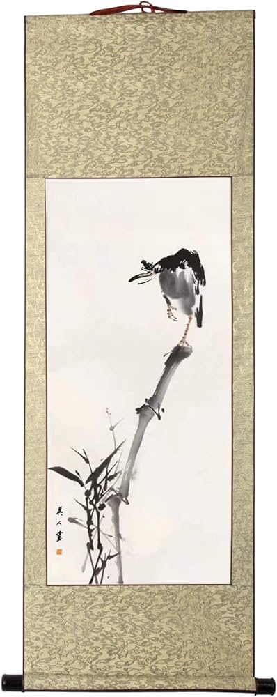 Amazon.co.jp: 画家手描き 掛軸 掛け軸 おしゃれ 水墨画 花鳥図 四季