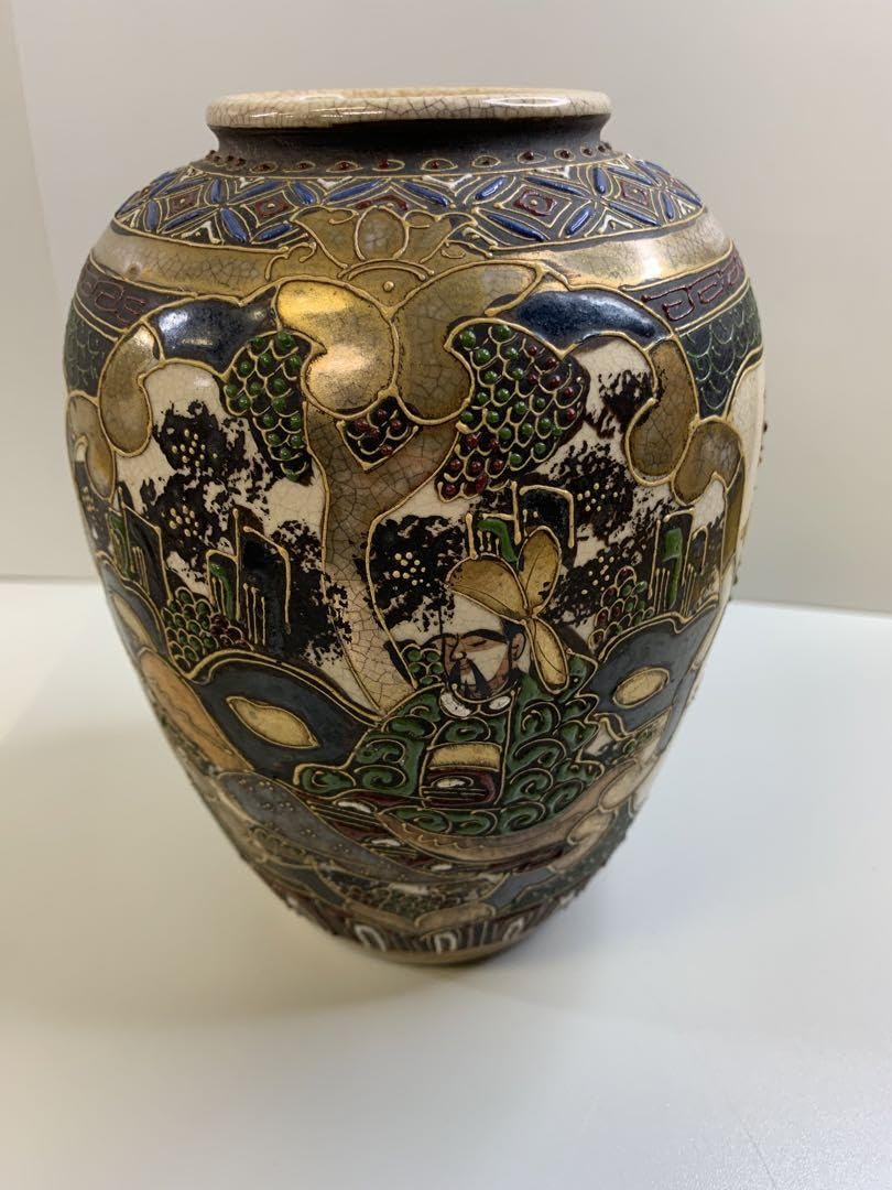 極上薩摩焼】特大金襴手色絵 獅子 香炉 飾壺 陶器 骨董 古美術 アート