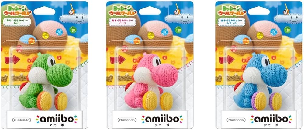 Amazon | amiibo あみぐるみヨッシー みどり ピンク みずいろ 全3種