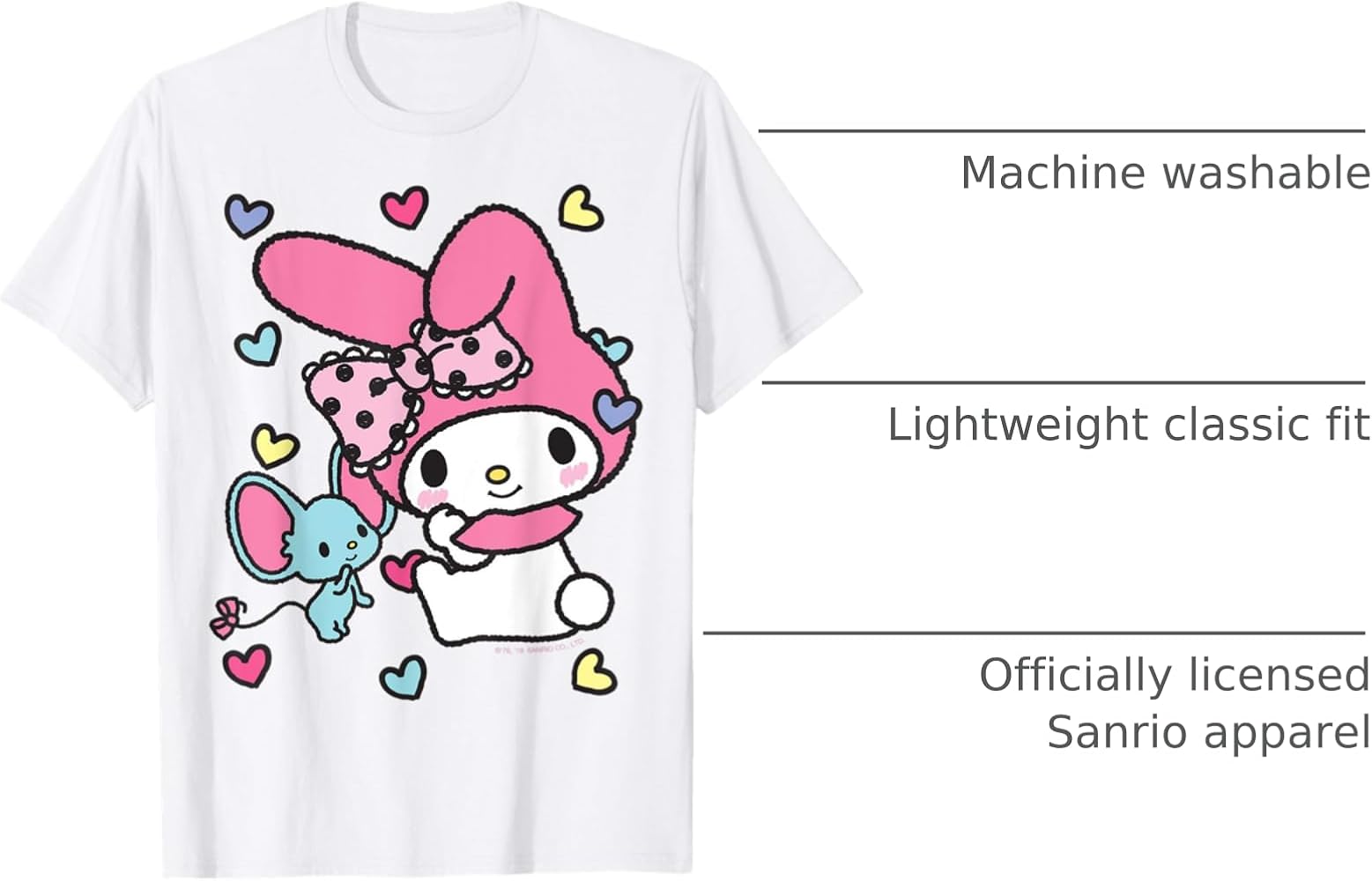 Amazon.com: My Melody and Friend Sweet Hearts Tee Shirt T-Shirt