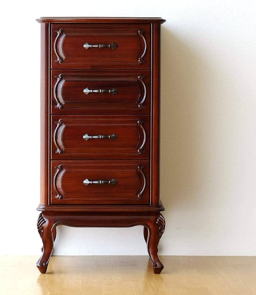 Amazon｜サイドチェスト 猫足 猫脚 アンティーク風 無垢 収納 タンス