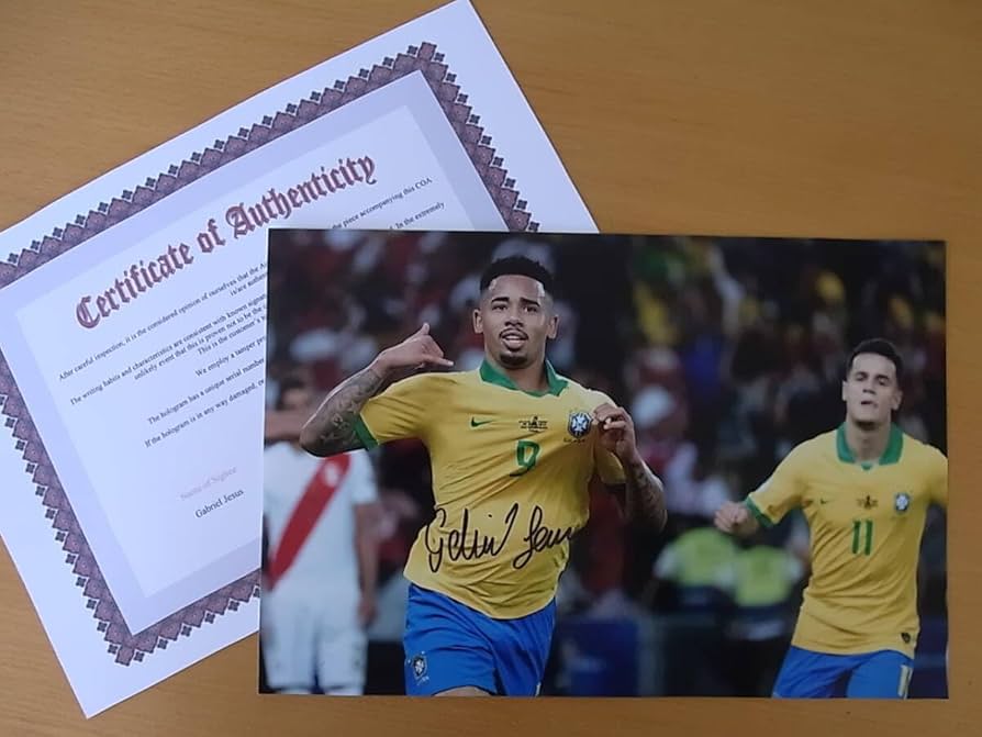 ガブリエウ・ジェズス ブラジル代表 直筆サイン入りフォト 証明書付き