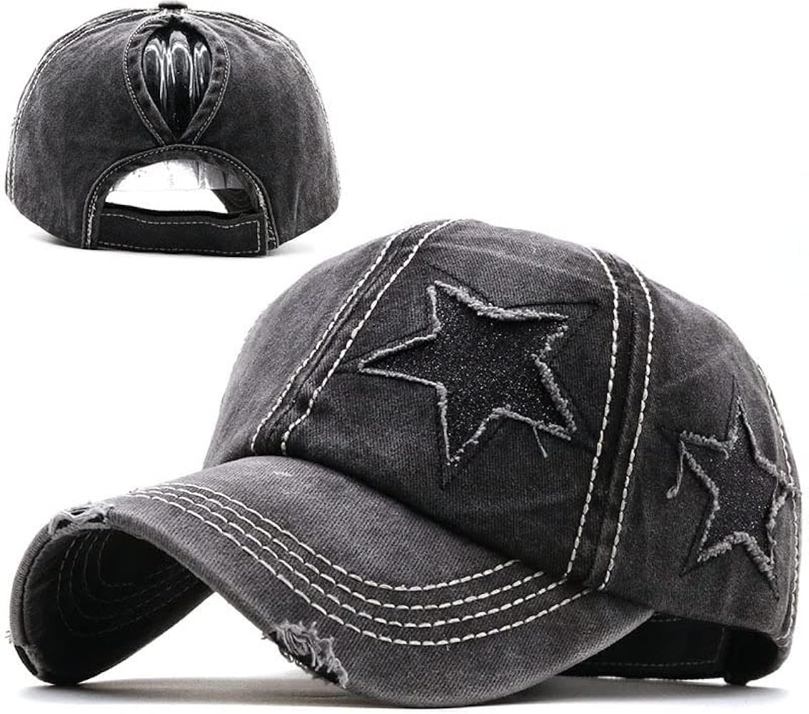 XPONNI Y2K Slouchy Hats - Women's Grunge Accessories (Black, One