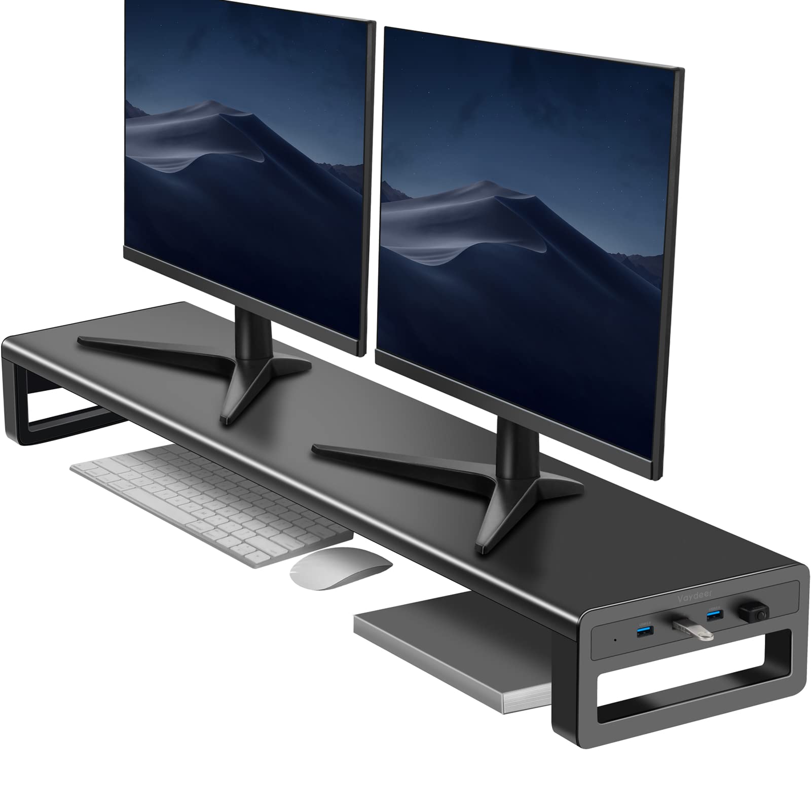 Amazon.co.jp: VAYDEER デュアル モニター台 机上台 USB3.0ポート搭載