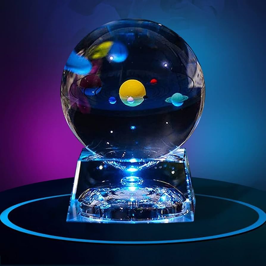 Solar System Balls - Crystal Ball with LED Lamp Base, Clear 80mm(3