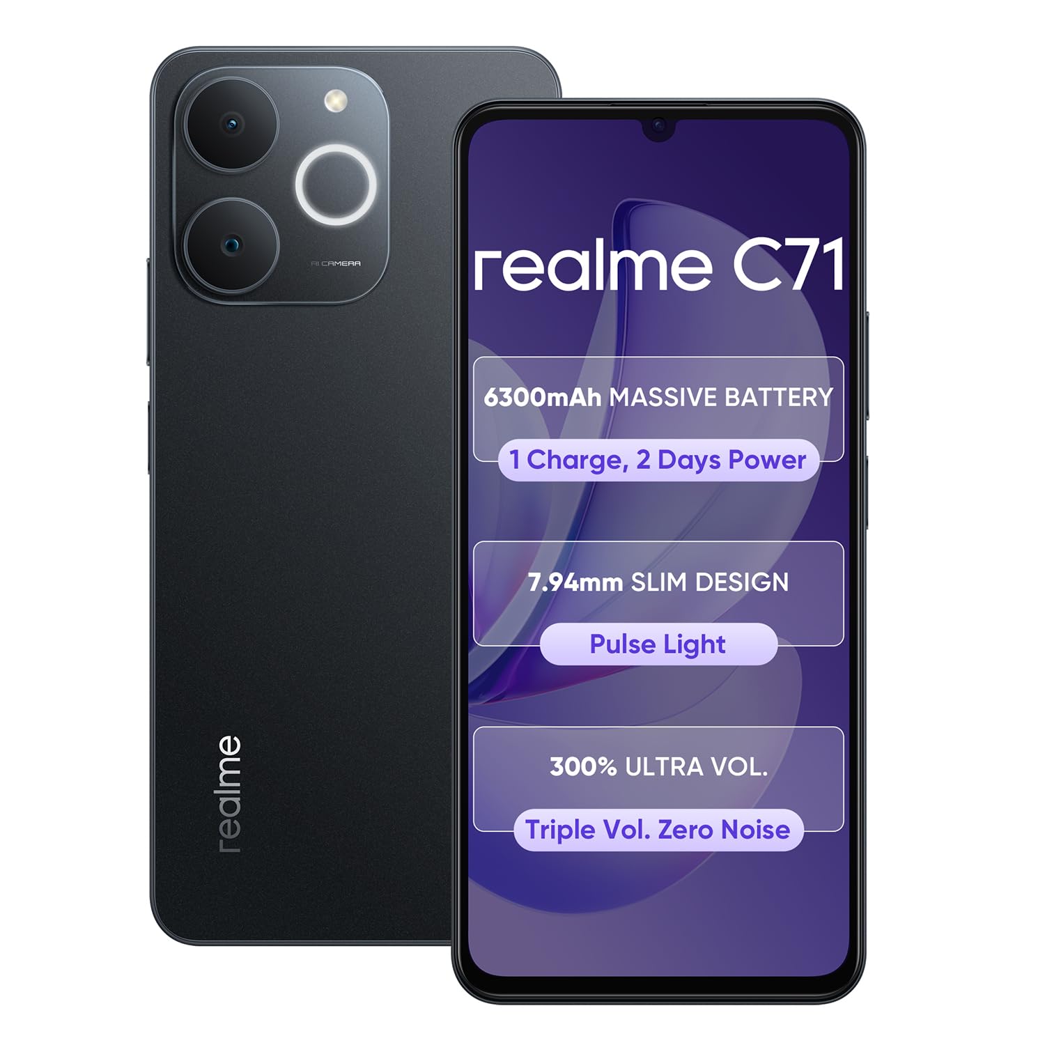 realme C71 4G Smartphone 6GB+128GB Obsidian Black,6.75 inch Screen