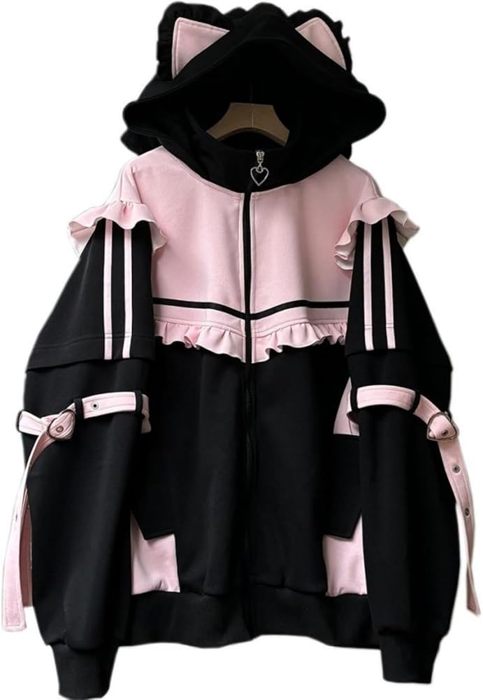 Wayolyn Tenshi Kawaii Hoodies Jirai Kei Fashion Cute Cat Ears