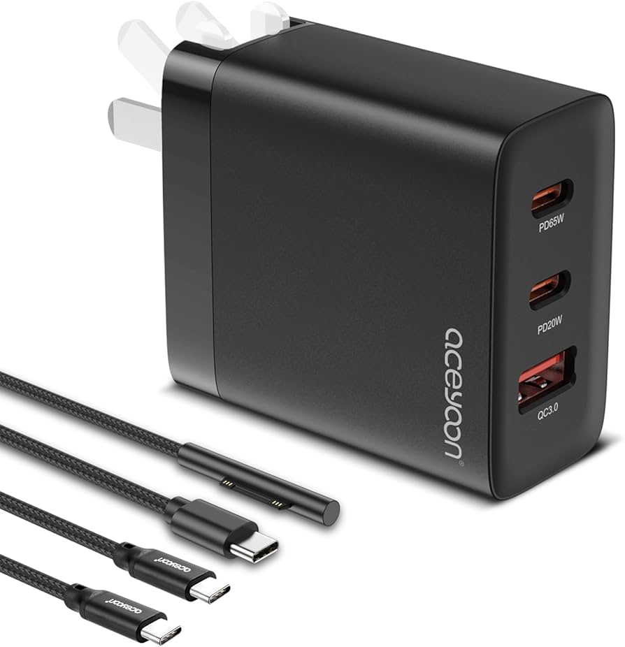 Amazon.co.jp: aceyoon サーフェス 充電器 PD 65W 折り畳み式プラグ