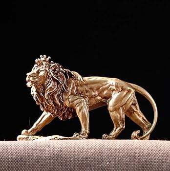 Amazon.co.jp: 個性ライオン彫刻、ブロンズライオン像金属モデルホーム