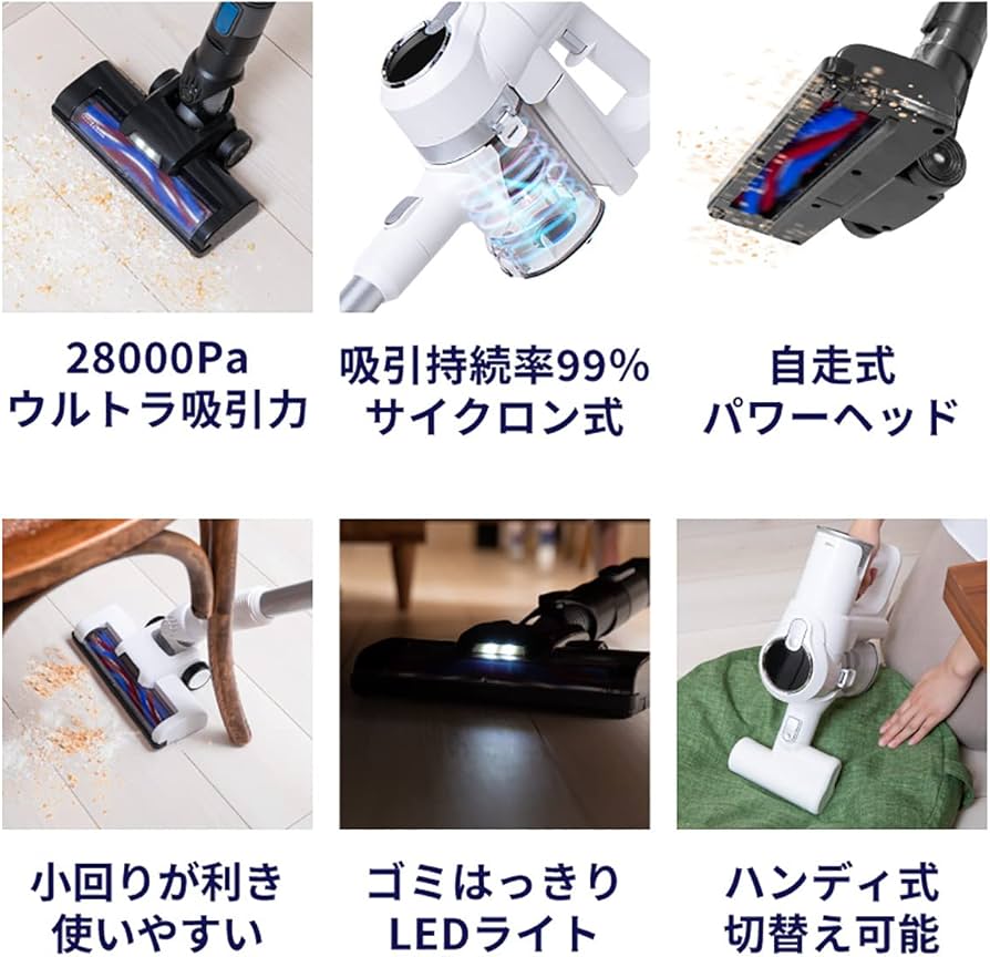 Amazon | REDHiLL 掃除機 コードレス 28000Pa サイクロン コードレス