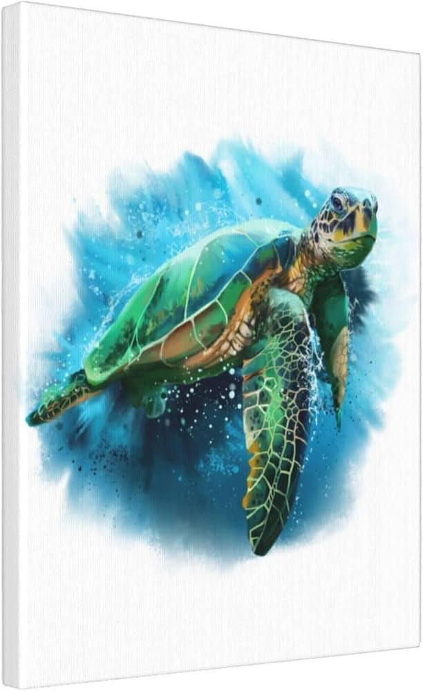 Amazon.co.jp: 絵画 インテリア おしゃれ ウミガメ 水彩画 動物 亀柄