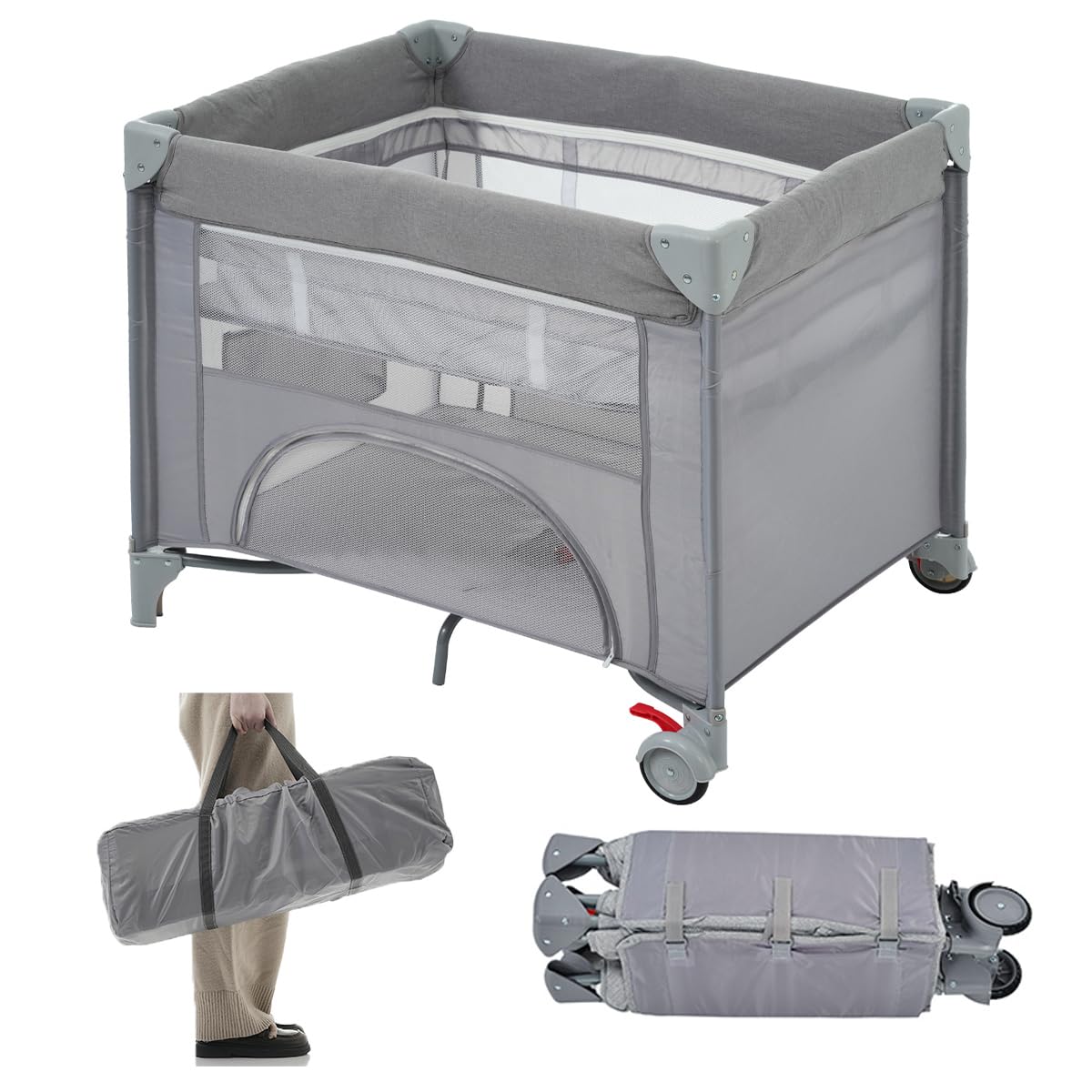 Amazon.co.jp: 折りたたみ サイド ベビーベッド おむつ替えテーブル付