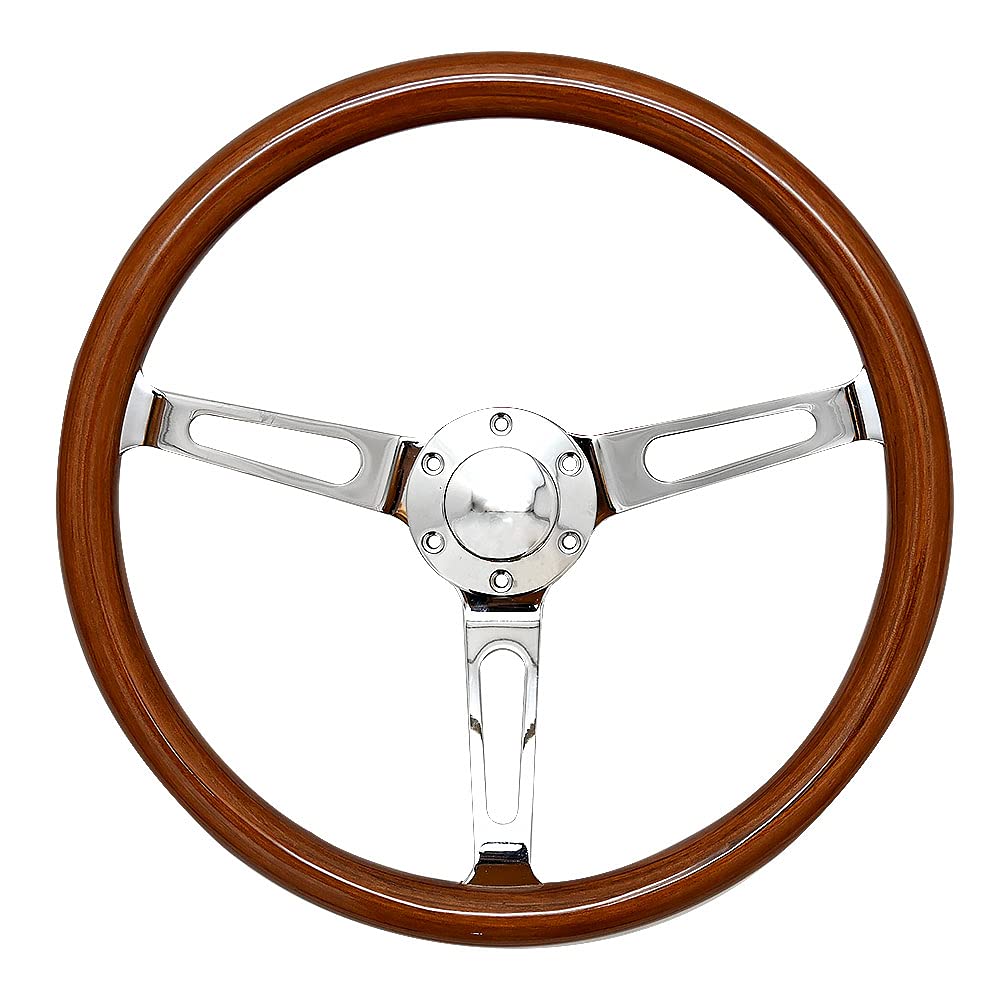 Amazon | ウッド ステアリング 38Φ 15インチ 6穴 ハンドル レトロ