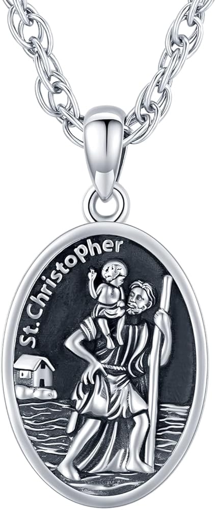 Amazon | 聖クリストファー ネックレス 925スターリングシルバー 聖