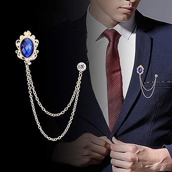 Amazon | Huture メンズ 宝石ブローチ ラペルピン バッジ 吊り下げ