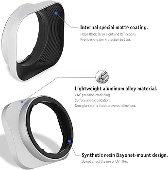 Amazon | Haoge LH-OM45-W メタルスクエアレンズフード Olympus M
