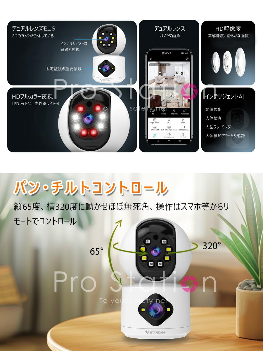 Amazon.co.jp: 「C992DR.A」防犯カメラ デュアルレンズ1台で2台分の