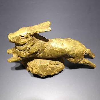 Amazon.co.jp: 【卯】北村西望ブロンズ像置物「飛躍」1975年干支兎銅像