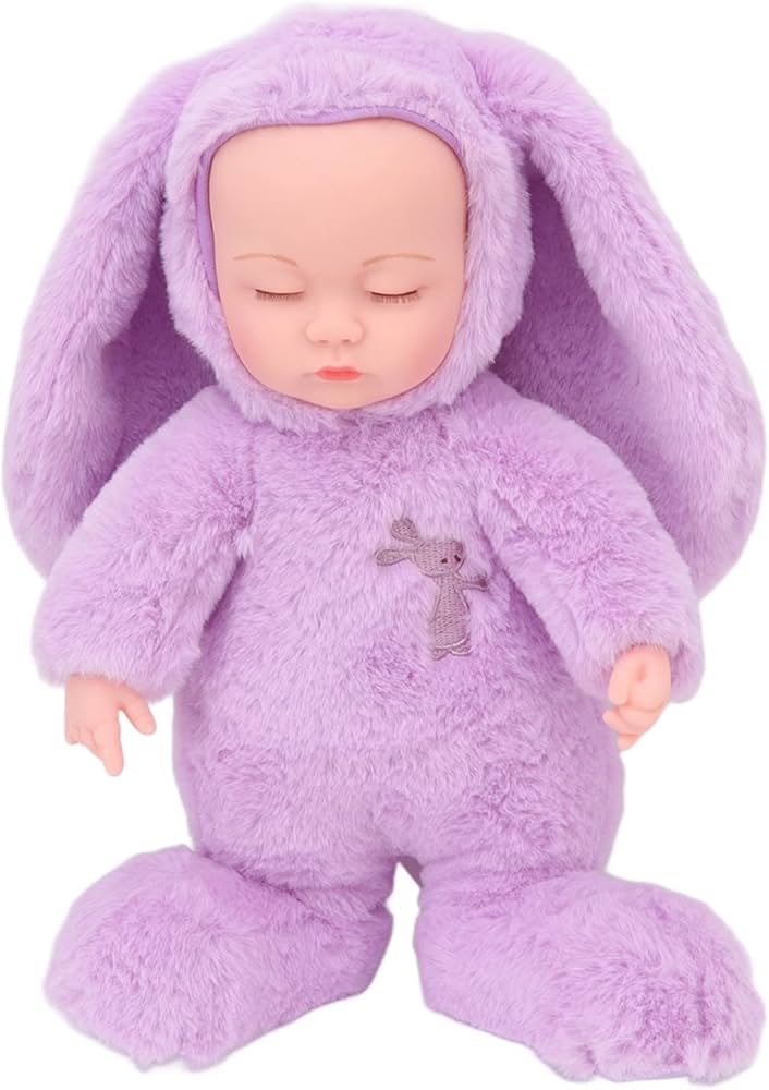 Amazon.co.jp: 目を閉じた紫色のウサギのぬいぐるみ、子守唄の音楽を