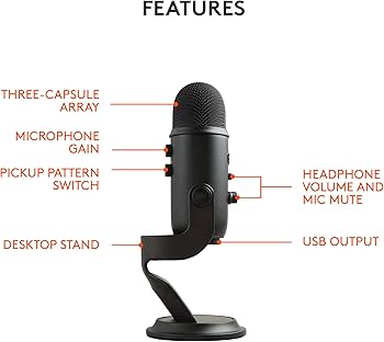 Amazon.com: Logitech Creators Blue Yeti USB Microphone for Gaming