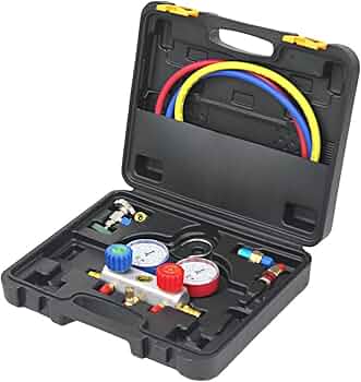 Amazon.co.jp: エアコン ガスチャージ マニホールドゲージ R134a R32