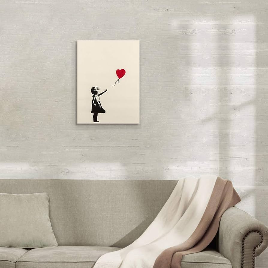 Amazon.co.jp: 7CANVAS Banksy バンクシー 風船と少女 ポスター アート