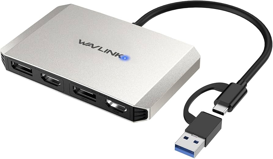 WAVLINK USB C and USB 3.0 to Dual 4K DisplayPort/HDMI Adapter
