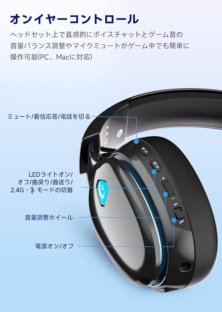 Amazon.co.jp: ゲーミングヘッドセット【2.4GUSBアダプター /Bluetooth